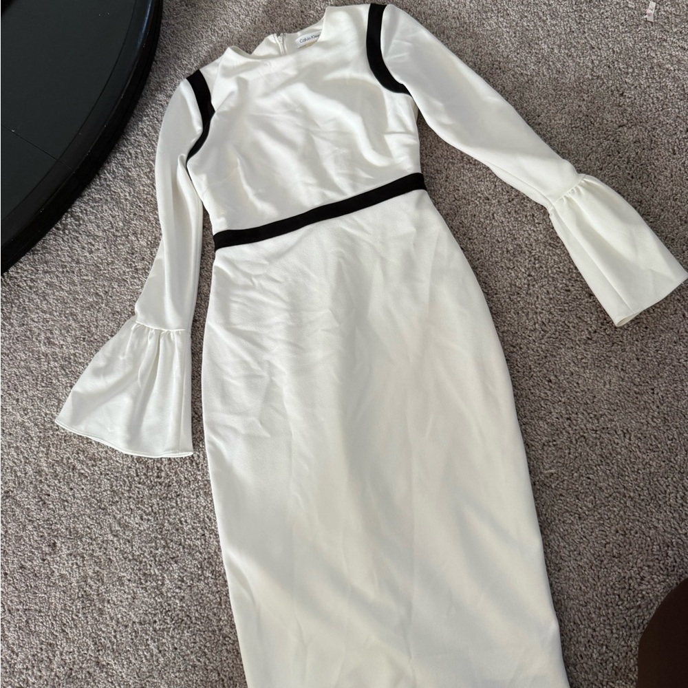 Calvin Klein White Dress with Black Accents